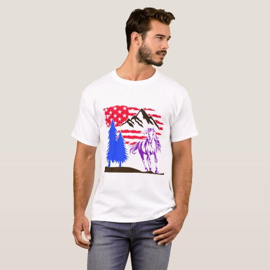 Wild Mountain Horse Galloping T-shirt (Voorkant volledig)