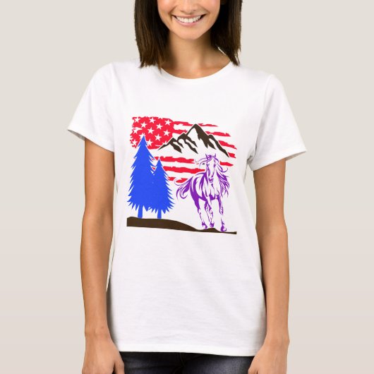 Wild Mountain Horse Galloping T-shirt (Voorkant)