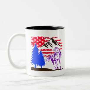 Wild Mountain Horse Galloping Tweekleurige Koffiemok