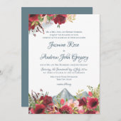 Wild Mountain Roos bruiloft Kaart (Voorkant / Achterkant)