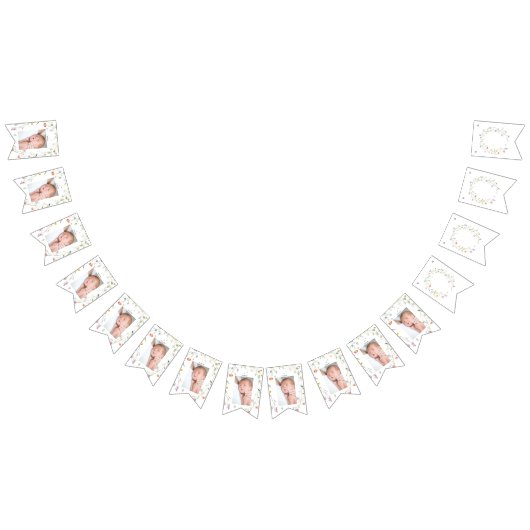 Wild Multicolor Bloemen Eerste Verjaardag Vlaggetjes (Alle)