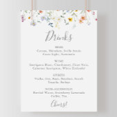 Wild Multicolour Bloemen Bruiloft Drinken Menu Sig Poster