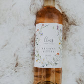 Wild Multicolour Bloemen Cheers Bruiloft Wijn Etik Wijn Etiket