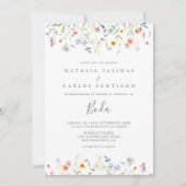 Wild Multicolour Bloemen Spaans Front Back Bruilof Kaart (Voorkant)