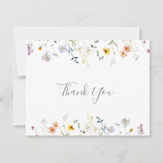 Wild Multicolour Bloemen Vlak Huwelijk Bedankkaart (Voorkant)