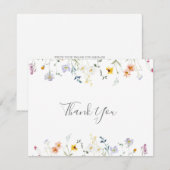 Wild Multicolour Bloemen Vlak Huwelijk Bedankkaart (Voorkant / Achterkant)