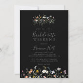 Wild Multicolour Bloemen Zwart Bachelorette Weeken Kaart (Voorkant)