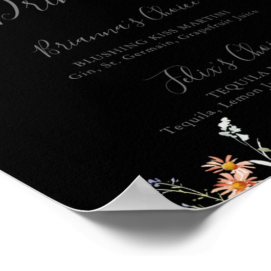 Wild Multicolour Bloemen Zwart Signature Drinken S Poster (Hoek)