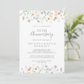 Wild Multicolour Floral 50e bruiloft Jubileum Kaart (Staand voorkant)