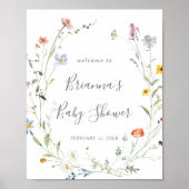 Wild Multicolour Floral Baby shower Welkom Poster (Voorkant)