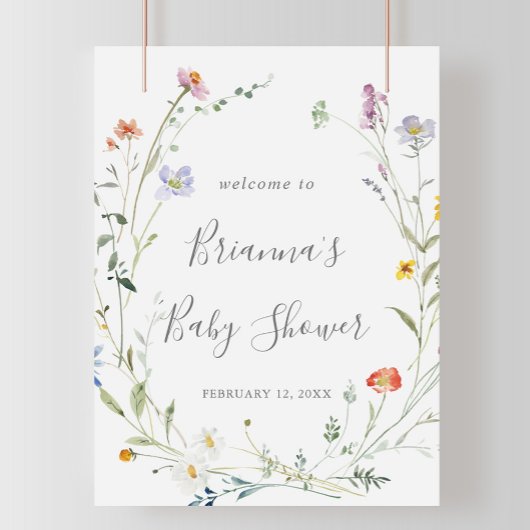 Wild Multicolour Floral Baby shower Welkom Poster