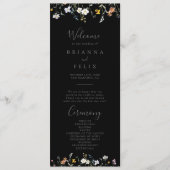 Wild Multicolour Floral Black bruiloft programma Programmakaart (Voorkant)