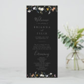 Wild Multicolour Floral Black bruiloft programma Programmakaart (Staand voorkant)