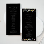 Wild Multicolour Floral Black bruiloft programma Programmakaart