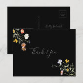 Wild Multicolour Floral Black Dank u Briefkaart (Voorkant / Achterkant)