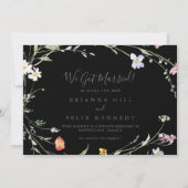 Wild Multicolour Floral Black Elopement Aankondiging (Voorkant)