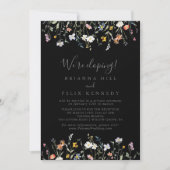 Wild Multicolour Floral Black Elopement Receptie Kaart (Voorkant)
