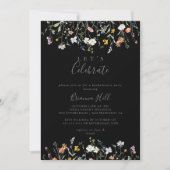 Wild Multicolour Floral Black Laten we feest viere Kaart (Voorkant)