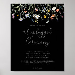 Wild Multicolour Floral Black Unplugged Ceremonie Poster