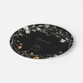 Wild Multicolour Floral Black Wedding Cake Papieren Bordje (Gekanteld)