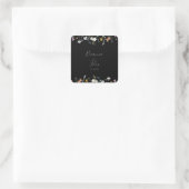 Wild Multicolour Floral Black Wedding Envelope Vierkante Sticker (Tas)