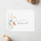 Wild Multicolour Floral bruidsmeisje voorstel Notitiekaartje (Voorkant / Achterkant in situ)