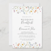 Wild Multicolour Floral bruiloft ontbijt Kaart (Voorkant)