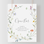 Wild Multicolour Floral Bruiloft Open Bar Sign Poster
