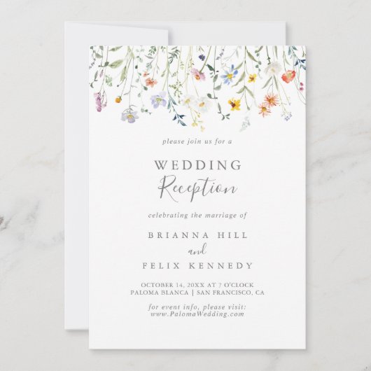 Wild Multicolour Floral bruiloft receptie Kaart (Voorkant)