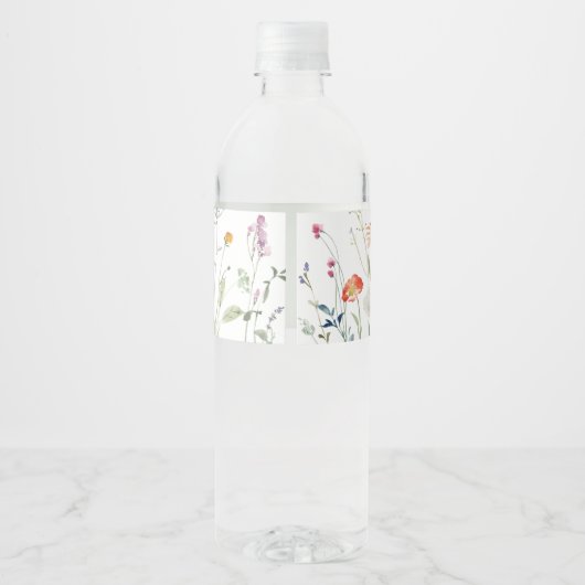 Wild Multicolour Floral Bruiloft Water Fles Label Waterfles Etiket (Achterkant)