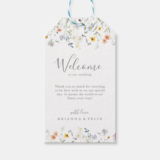 Wild Multicolour Floral bruiloft Welkom Cadeaulabel (Voorkant)