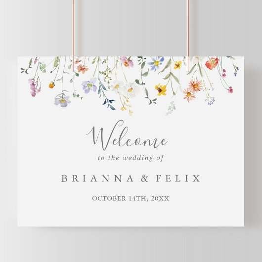 Wild Multicolour Floral Bruiloft Welkomstbord Poster