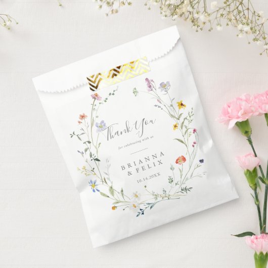 Wild Multicolour Floral Dank je bruiloft Bedankzakje (Gezegeld)