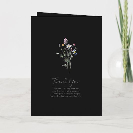 Wild Multicolour Floral Gevouwen Zwart Bruiloft Programma (Achterkant)