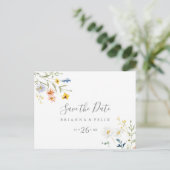 Wild Multicolour Floral Horizontal Save the Date Briefkaart (Staand voorkant)