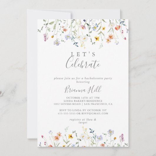 Wild Multicolour Floral Laten we feest vieren Kaart (Voorkant)