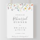 Wild Multicolour Floral repetitie diner Welkom Poster<br><div class="desc">Dit wilde veelkleurige bloemenrepetitie diner welkomstbord is perfect voor een moderne bruiloft repetitie. Het ontwerp is voorzien van waterverf roze,  blush,  paarse,  marine en witte sierbloemen met smaragdgroene bladeren.</div>
