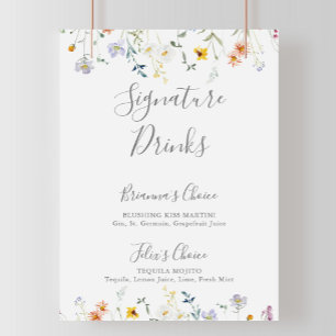 Wild Multicolour Floral Signature Drinken teken Poster