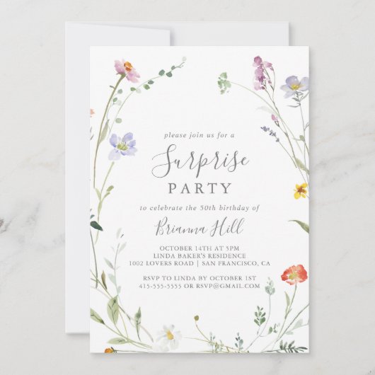 Wild Multicolour Floral Surprise Party Kaart (Voorkant)