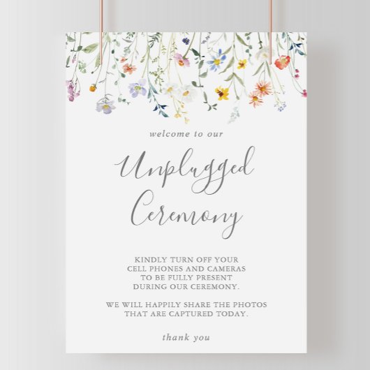 Wild Multicolour Floral Unplugged Ceremonie Teken Poster