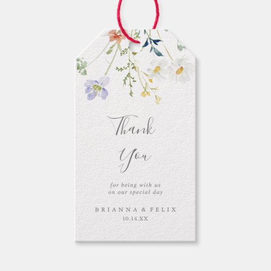 Wild Multicolour Floral Wedding Dank u Cadeaulabel (Voorkant)