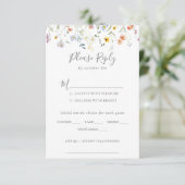 Wild Multicolour Floral Wedding Menu Keuze RSVP (Staand voorkant)