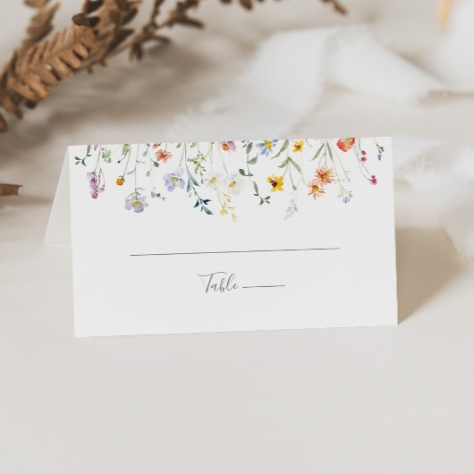 Wild Multicolour Floral Wedding Place Card Plaatskaartje