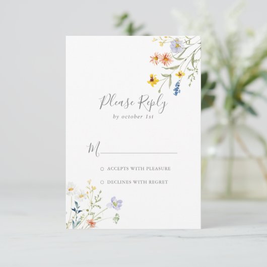 Wild Multicolour Floral Wedding RSVP (Staand voorkant)