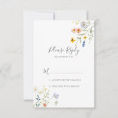 Wild Multicolour Floral Wedding RSVP Kaartje (Voorkant)
