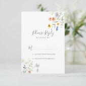 Wild Multicolour Floral Wedding RSVP Kaartje (Staand voorkant)