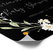 Wild Multicolour Floral Zwart Baby shower Welkom Poster (Hoek)