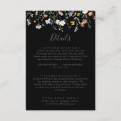 Wild Multicolour Floral Zwart Bruiloft Details Informatiekaartje (Voorkant)