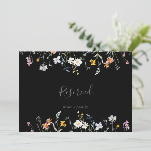 Wild Multicolour Floral Zwart Bruiloft Gereserveer (Staand voorkant)
