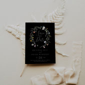 Wild Multicolour Floral Zwart Bruiloft Save The Date